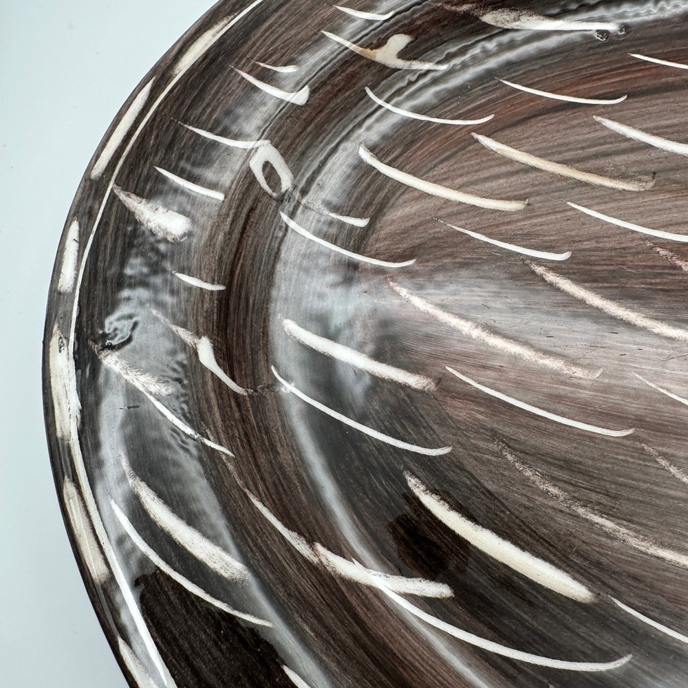 Vietri Moda Quill Oval Platter Large Brown White Made in Italy Pottery Serving - Picture 11 of 12